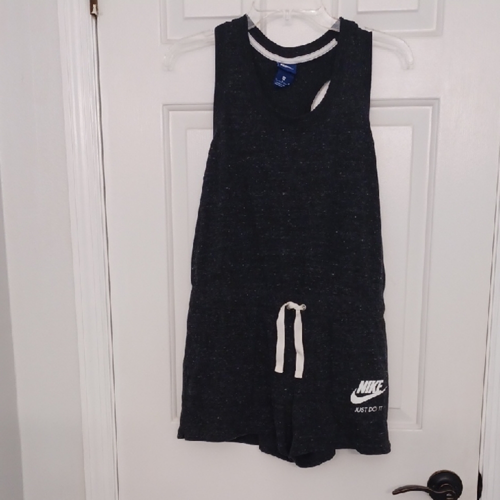 Nike Black Sleeveless Romper with White Drawstring